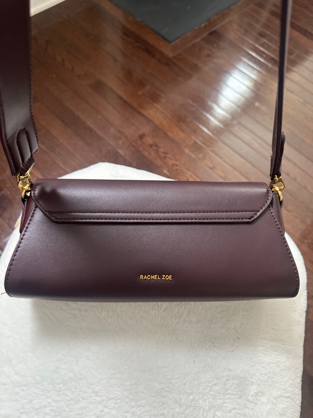 Rachel Zoe Plum Leather Shoulder Bag with Gold Hardware - Picture 2 of 8